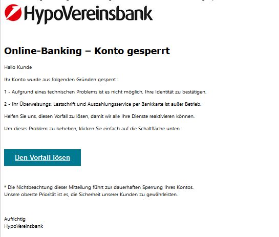 Screenshot HypoVereinsbank