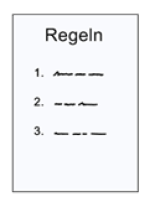 Grafik: Ein Dokument, auf dem Regeln geschrieben sind